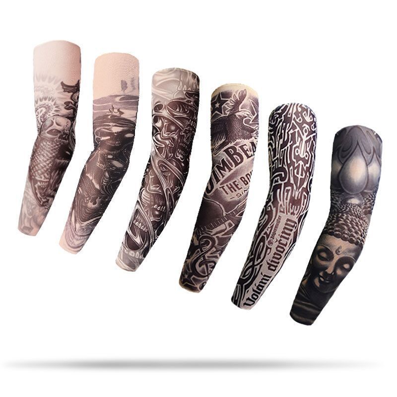 Wholesale Punk Skull Tribal Faith Totem UV Protection Ice Sleeves Hip Hop Body Arts Temporary Full Leg Arm Tattoo Sleeve Cover