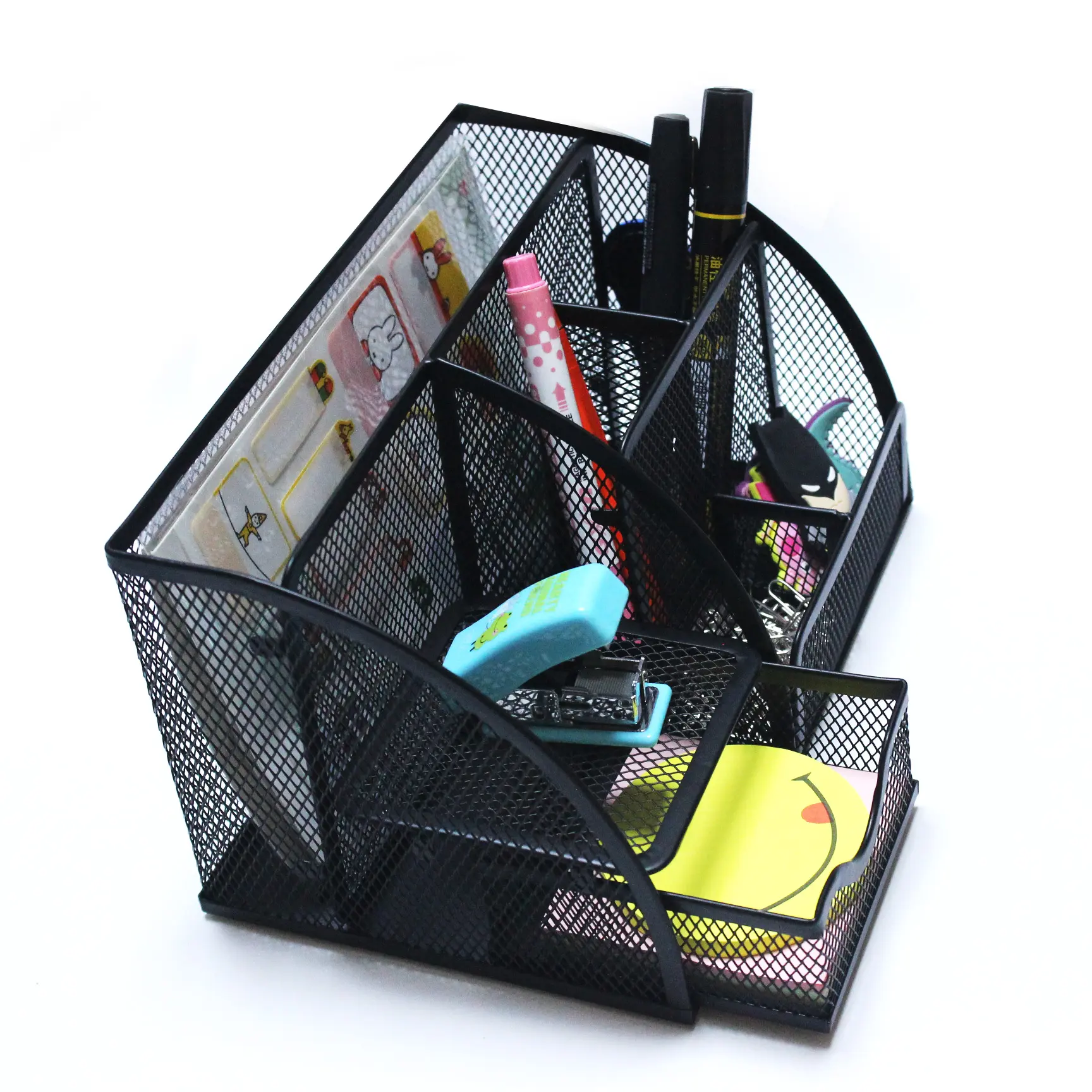 2021 hot sell 6 divided compartment metal mesh desk organizer