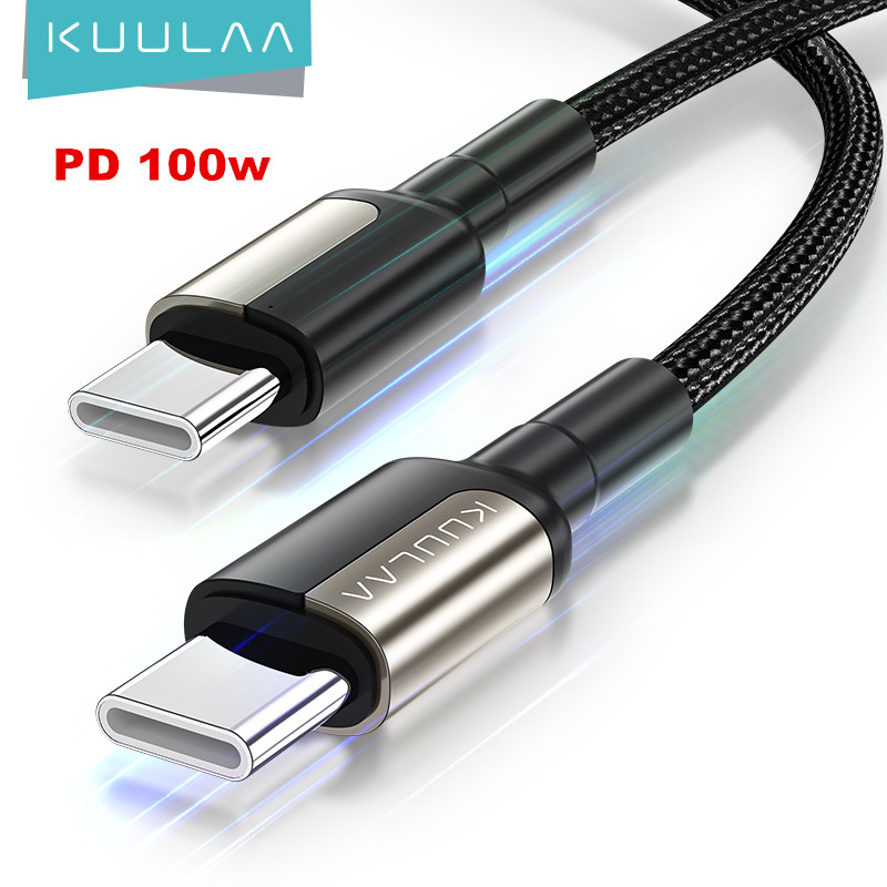 Kuulaa Usb кабель с нейлоновой оплеткой 1000 МБ/с. высокая скорость передачи данных Usb 3,1 PD 100W 5A быстрое зарядное устройство QC 4,0 Type-C Type C кабель для зарядки