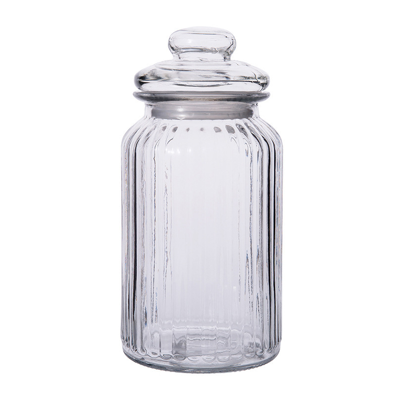 Glass bottle airtight jar food household grain glass storage jar candy tea pickle jar with lids