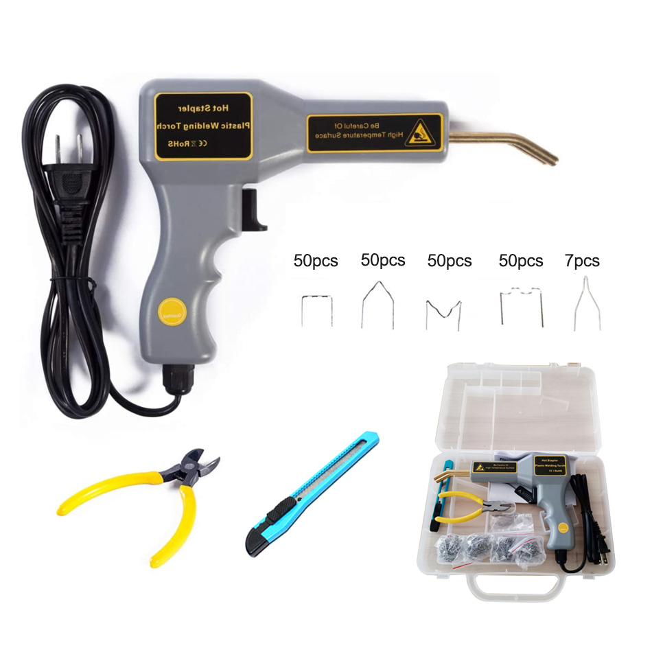 Car Bumper Kayak Fender Fairing Plastic Repair Welder Kit with Carry Case 207Pcs Staples Pliers 5 pcs sandpapers