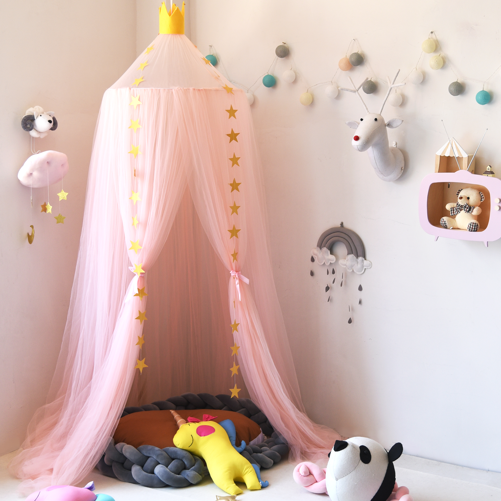 Pophorn 10 Slices Romantic Bedroom Umbrella Kids Bed Mosquito Nets Mesh Newborn Mosquito Net