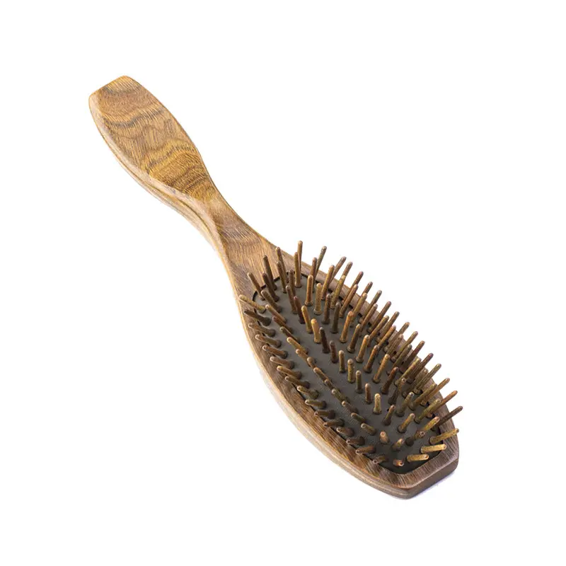 Customized Logo Green Sandalwood Paddle Hair Brush