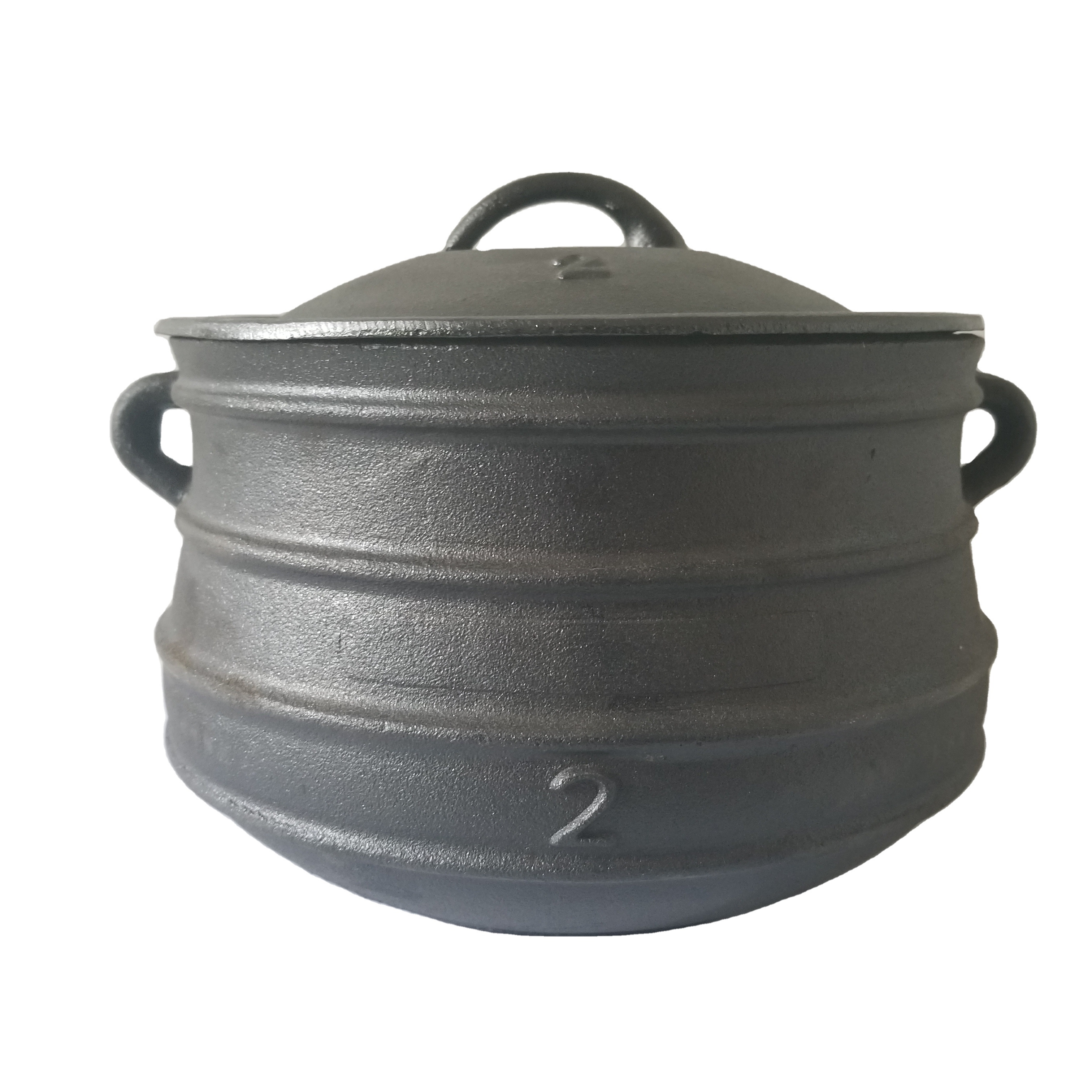 Wholesale Home Outdoor Campfire Heavy Duty Solid Cast iron Dutch Oven Kettle Cauldron Potjie Pot Flat Bottom 1.5 Gallon