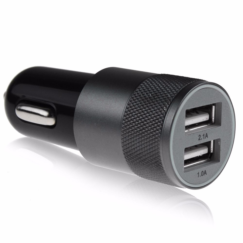 Универсальное автомобильное зарядное устройство USB 2,1 V двойной USB кабель для зарядки металлическое автомобильное зарядное устройство для мобильного телефона зарядное гнездо для автомобильного прикуривателя Автомобильное зарядное устройство