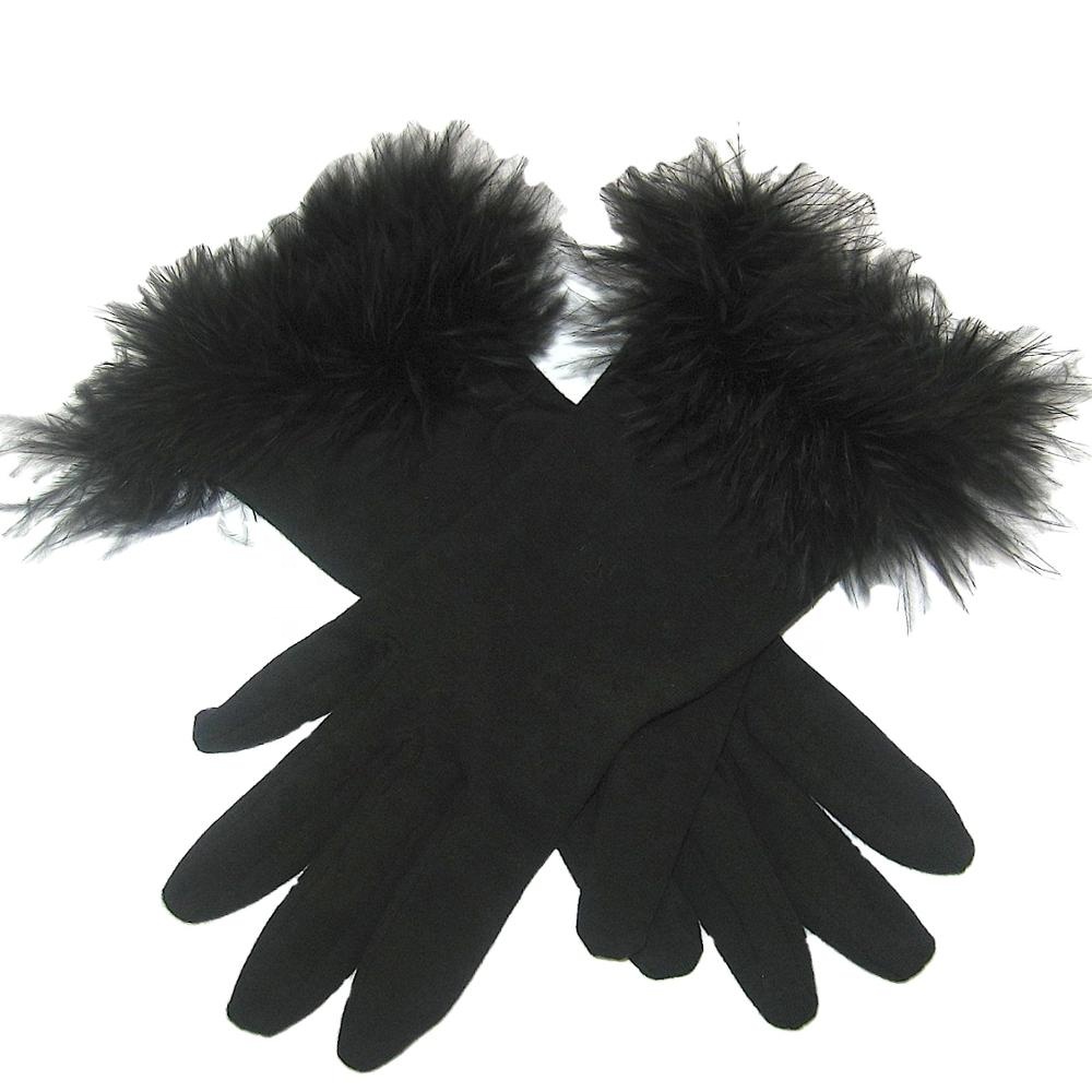 White Fabric Items Regalia Embroidered Masonic Custom Logo Pure Cotton Gloves for Ladies with fur