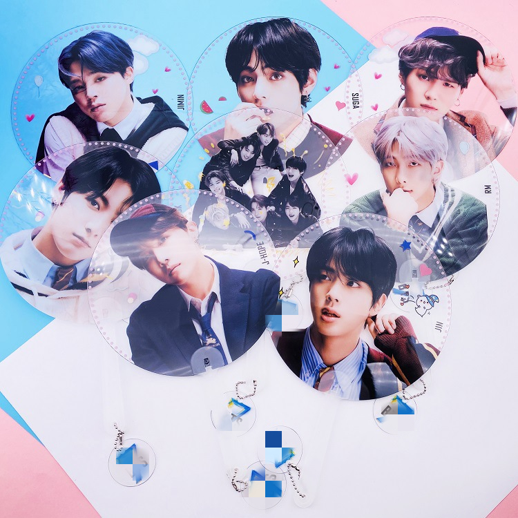 Kpop Bangtan карта души 7 пользовательских фото печатных ручных веера прозрачные круглые пластиковые веера