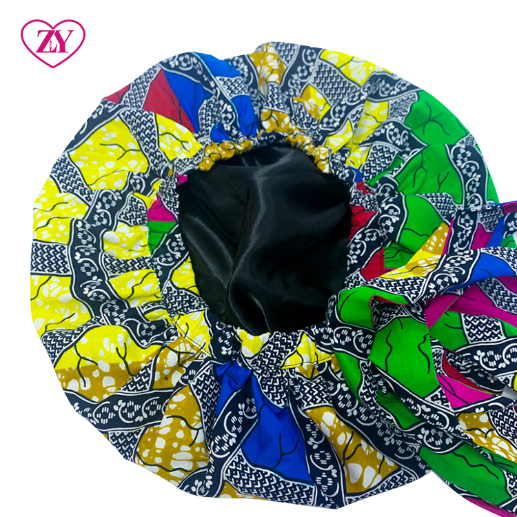 African Wax Print Fabric Hot Selling Women Ankara Hair Bonnet Satin Lined Custom With Wholesale Price