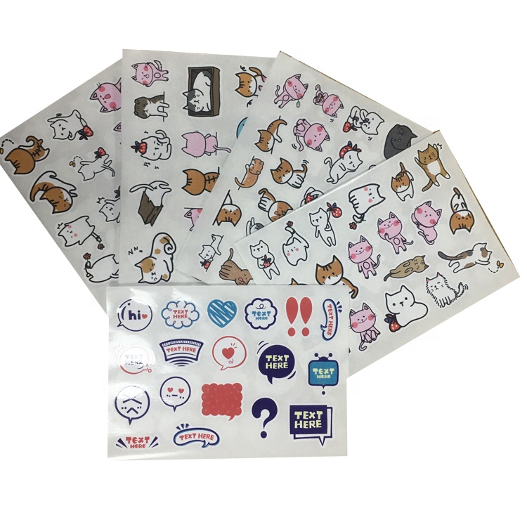 Eco-friendly adhesive cartoon cat label custom waterproof kiss cut vinyl sticker sheet