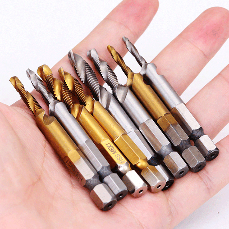 6PCS Metric Hss Hexagon Shank Drilling Tapping Integrated Composite Tapping Cone Drill Hole