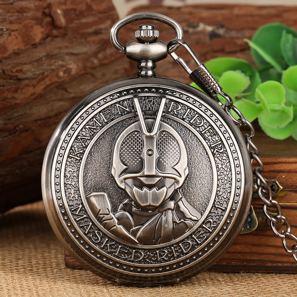 Kamen Rider, подарок для косплея, Подвесные часы, винтажные Серые Металлические карманные часы в стиле стимпанк для детей