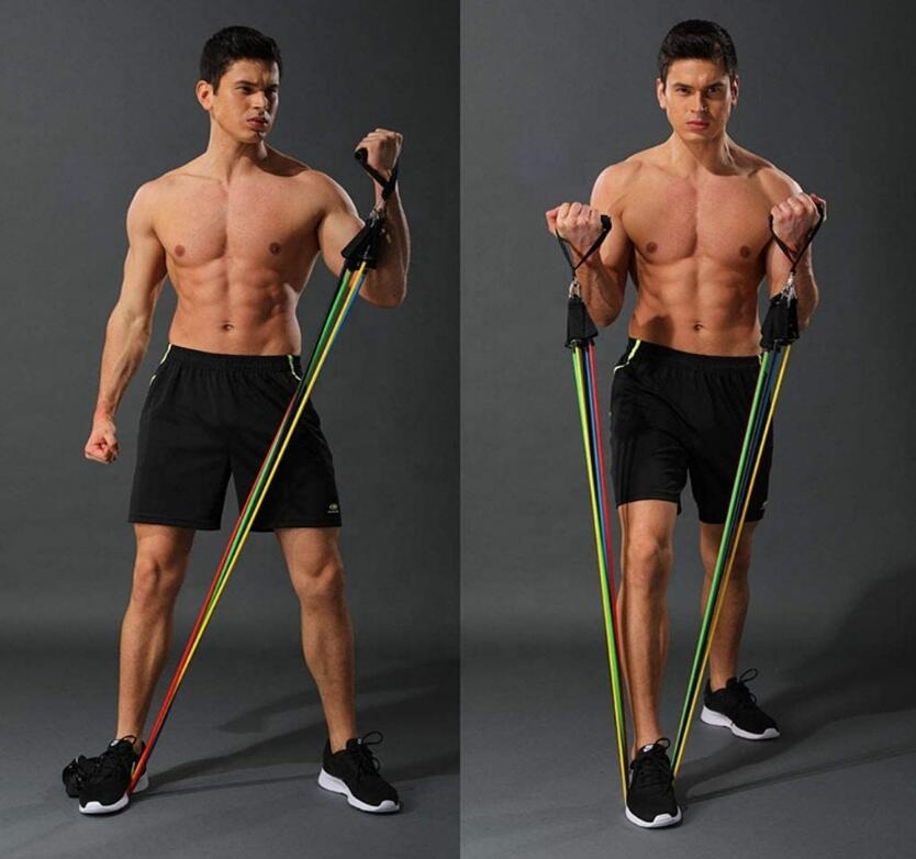 Exercise Fitness Resistance Bands Set Home Fitness Stretch Workout Fitness Set Bodybuilding Elastic Pull Rope Full Body 11 pcs