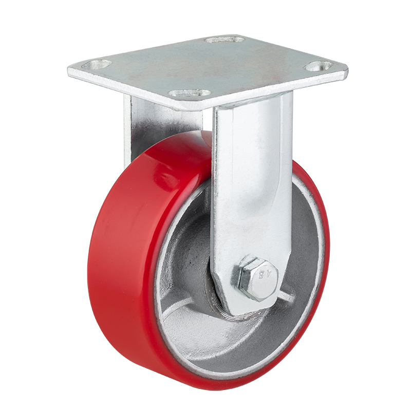 OEM 6 inch high 192mm iron core pu wheel caster silent heavy duty fixed trolley castor wheel