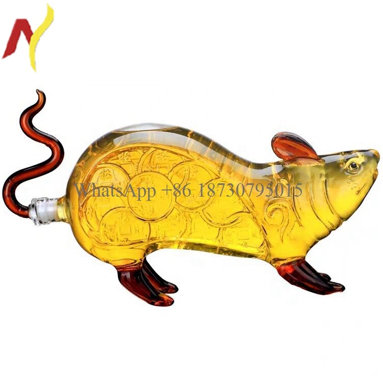 Новинка 2019, бутылка для бренди в форме мыши/стеклянная бутылка для виски, бренди, рома, красного вина, спирта