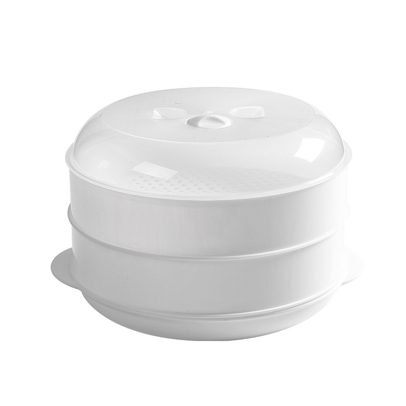Household 3-layer microwave refrigerator refrigerated round plastic steamer