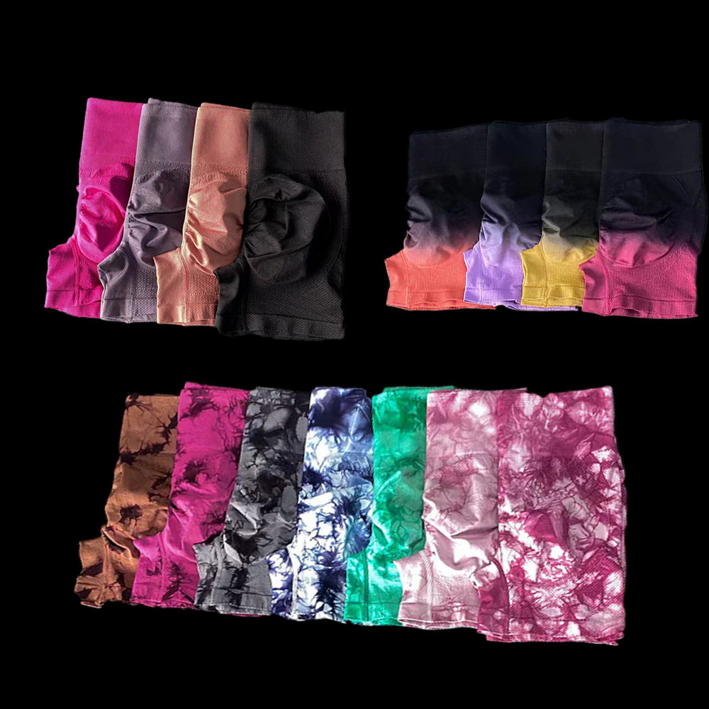 Спортивные шорты Tie Dye для женщин, высокая талия, шорты для спортзала пуш-ап, одежда для йоги, езда на велосипеде, бег, фитнес, Новинка