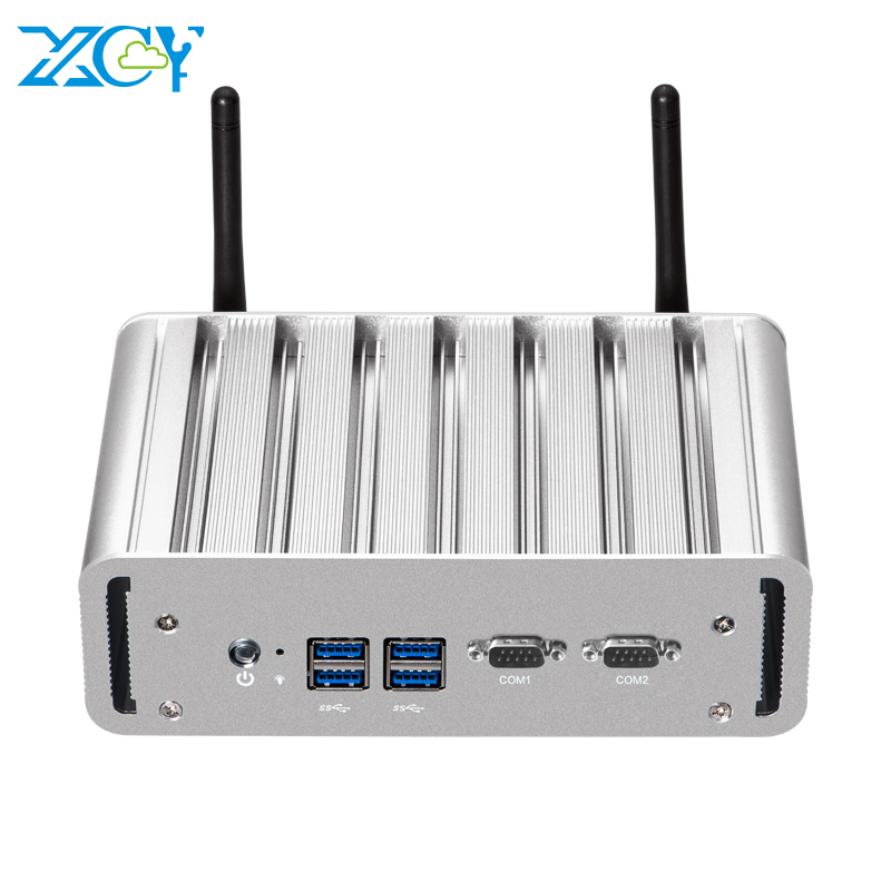 XCY безвентиляторный промышленный встроенный ПК J1900 3805U 3205U J1800 мини настольный компьютер двойной LAN двойной RS232