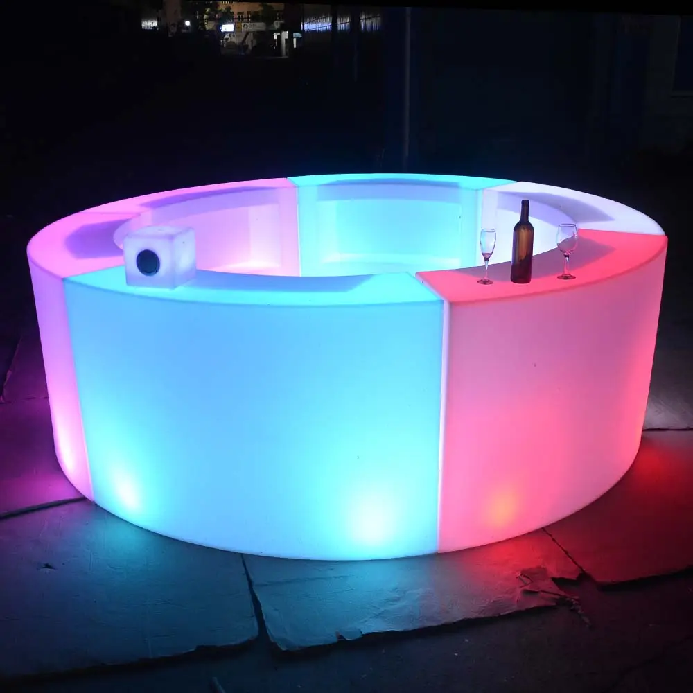 salon color bar furniture /hookah bar furniture lounge Curved shape led lights night club bar counter design