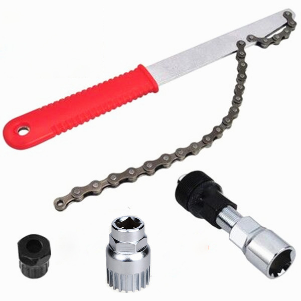Chain Whip Tool Kit Bike Cassette Removal Tool Kit Crank Extractor Spanner Freewheel Chain Whip Sprocket Lockring Remover Tool