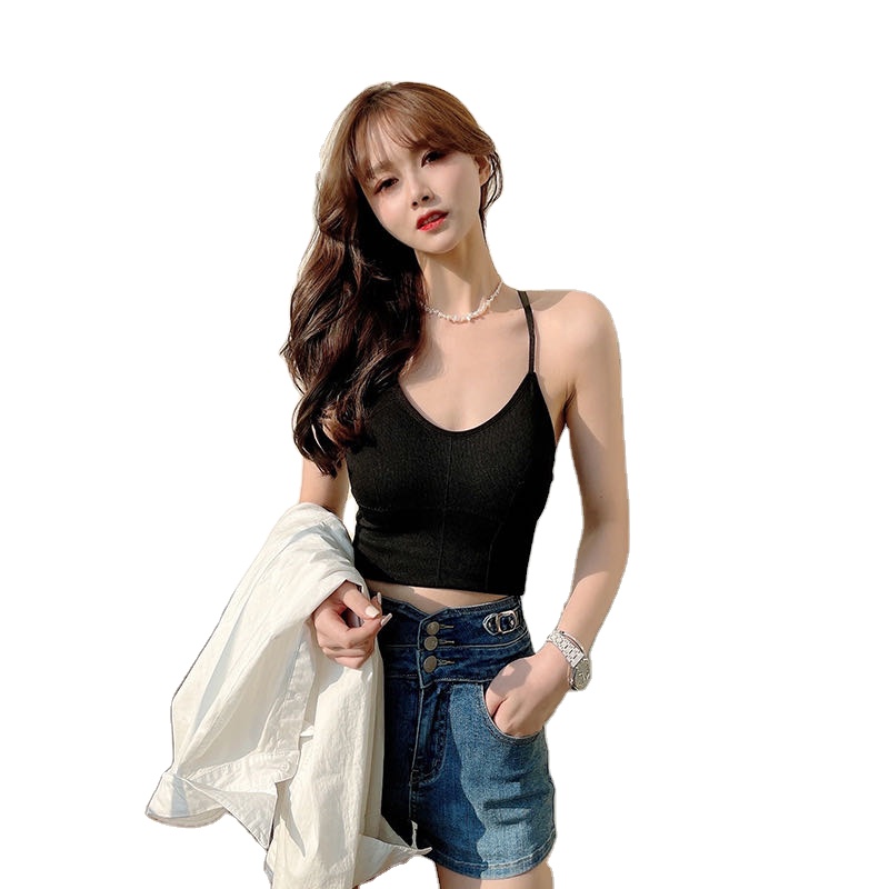 KaKa Girls Summer Cross Beautiful Back Seamless Plain Causal Running Gym Yoga Fitness Crop Top Chest Wrap Seamless Bra