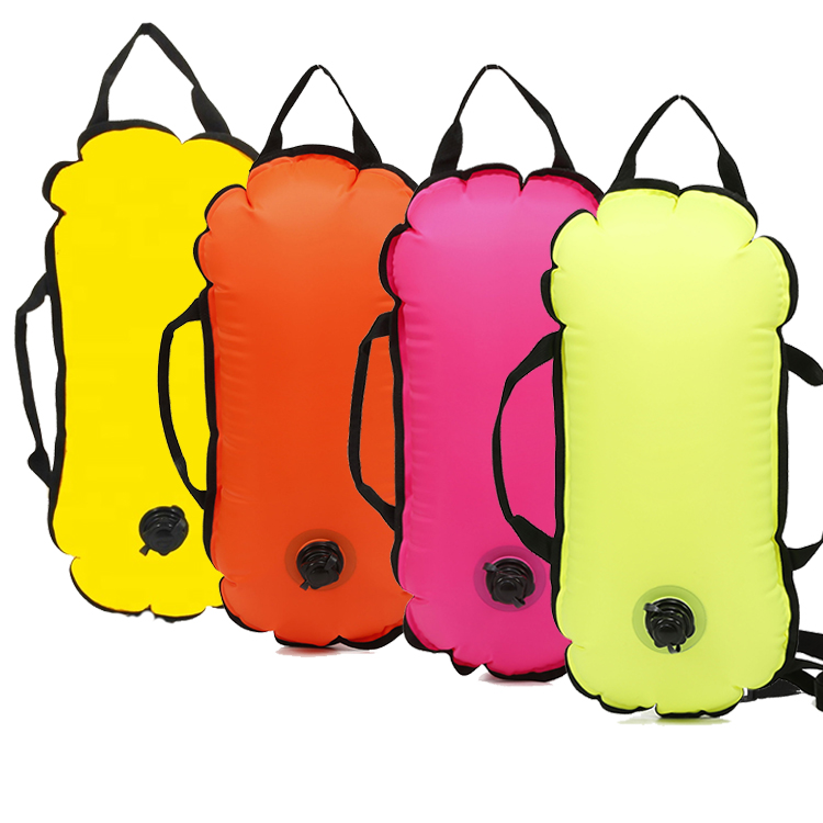 Custom open water swim buoy Swim Wild and Free swimming life safety buoy w/ LED Lights and Whistles Tow Floats