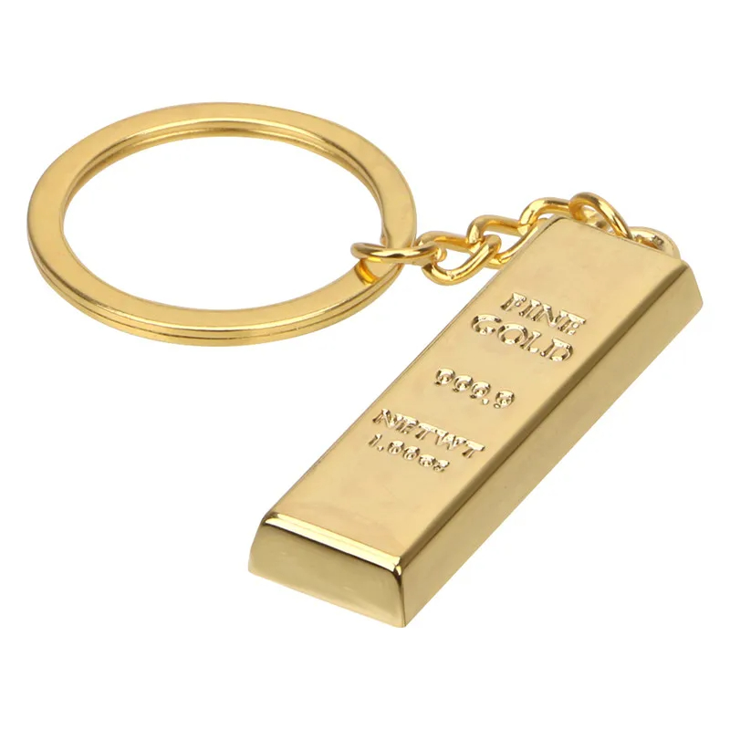 WD Custom wholesale Fashion metal fake ingot bar key chain Ladies handbag Charm Pendant Metal key ring accessories