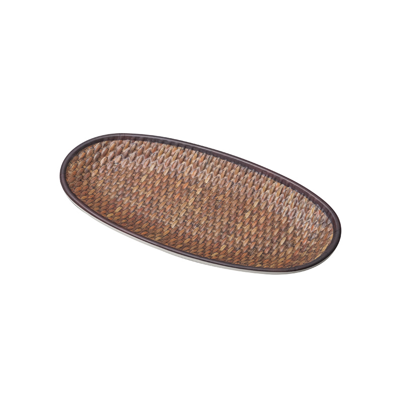 15" classic rustic dishwasher safe rattan plate charger oval 100% melamine dishes & plates