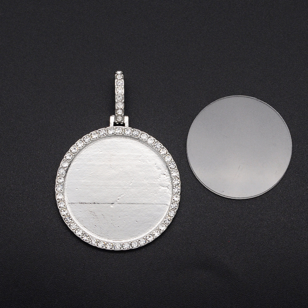 Hip Hop 30mm Round photo Custom Pendant Full Diamond DIY Charms Jewelry Making Accessories