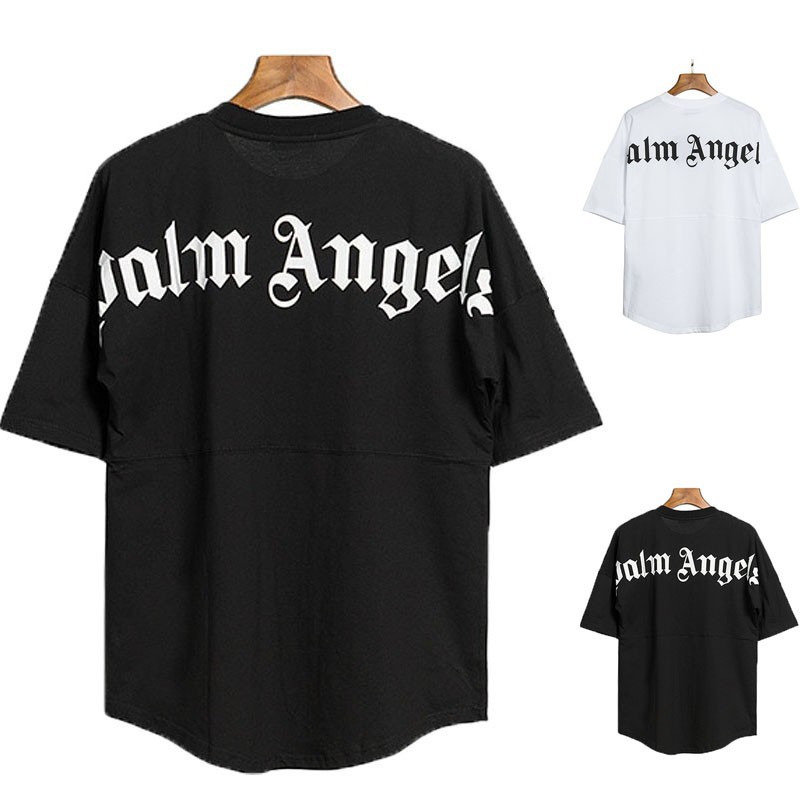 Palm Angels Hip Hop Short Sleeve T-Shirt для Men и Women, PA Sanskrit Bat Sleeve, logo Printing Streetwear Tops, Palm Angels
