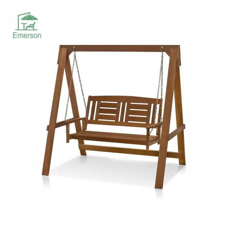 EMERSON Outdoor Garden Hardwood Terrace Furniture Porch Swing Chair With Stand