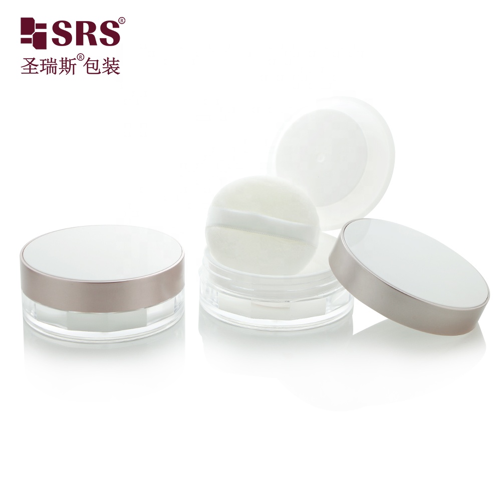 S030-15g Empty Refillable Cosmetic Loose Powder Container with Elastic Sifter Plastic Jar with Elastic Mesh For Make up Setting