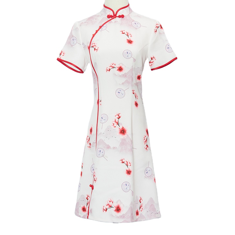 Short Pink Casual Women Sexy Chinese Dress Cheongsam Printer's Parts Store