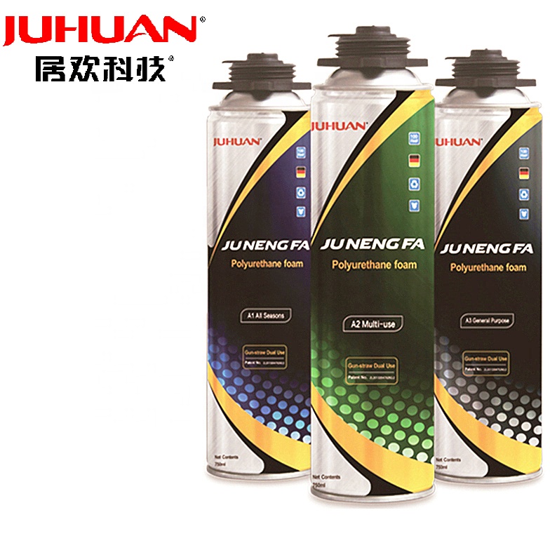 Juhuan 750ml Adhesive Fire Retardant Building Industry Chemical Raw Materials Glue Sealant Polyurethane Pu Foam Spray