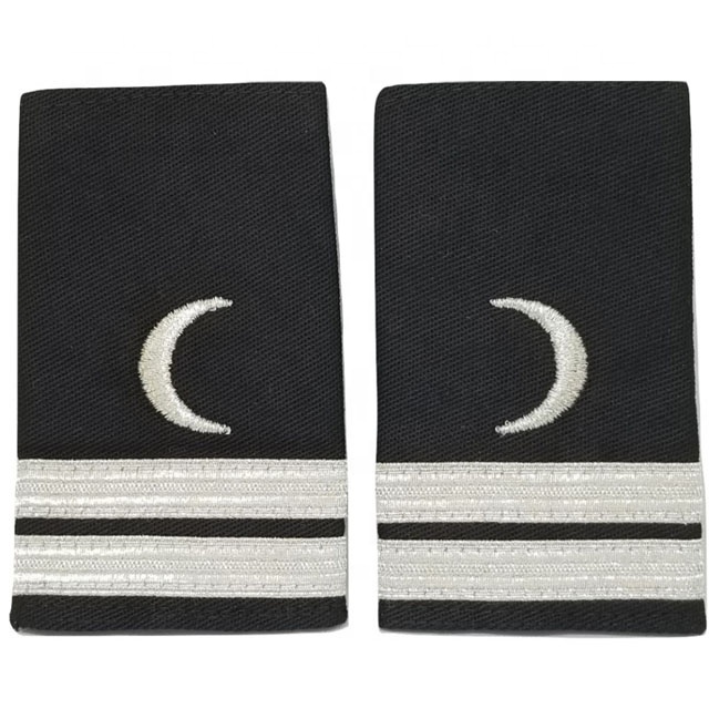 Shoulder Boards Epaulets Silver Moon & Two Bars Military Uniform Shirts Cotton Wool Sliver Braid Lace Shoulder Board