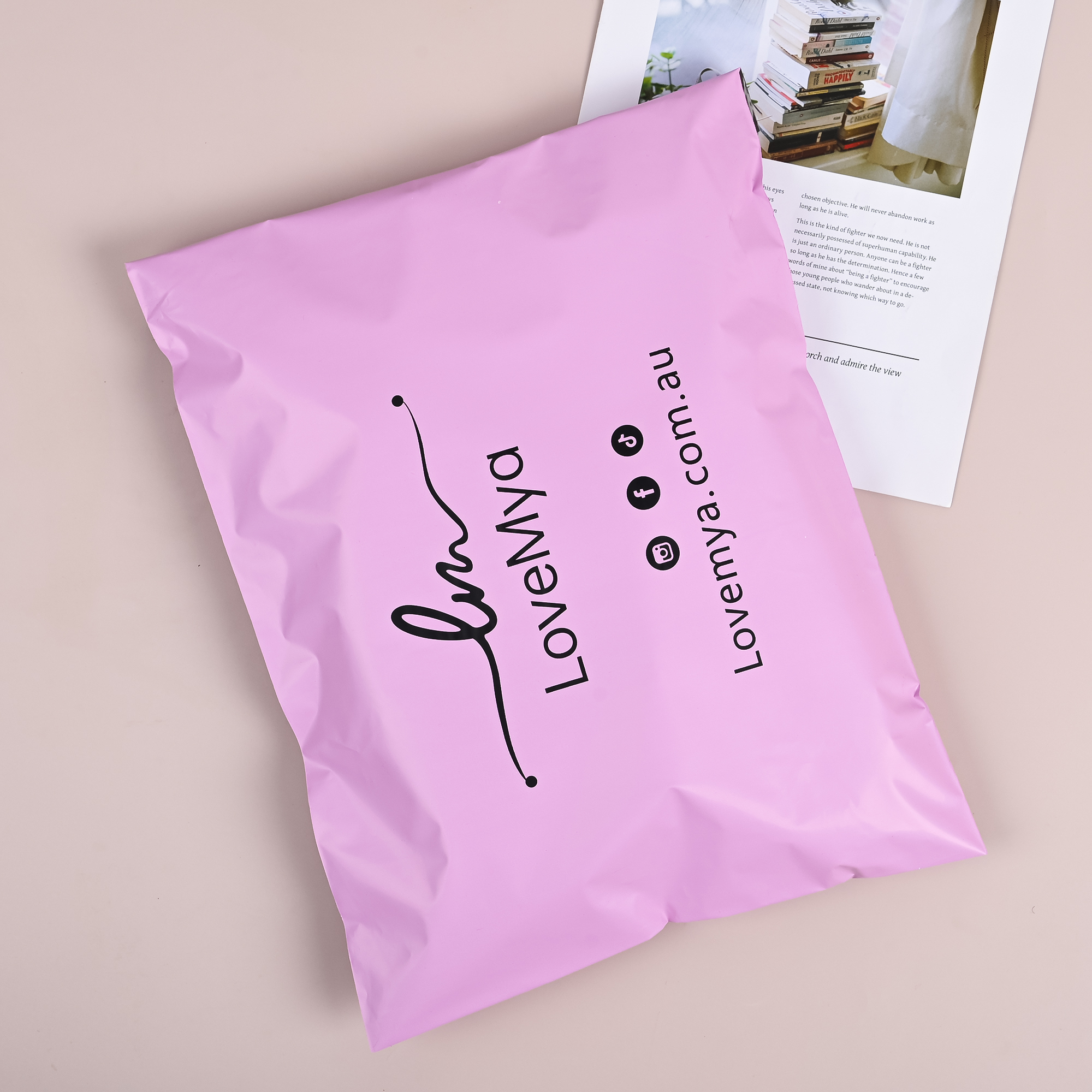Biodegradable courier bag clothes packaging custom poly mailer envelope pink shipping bags for small business