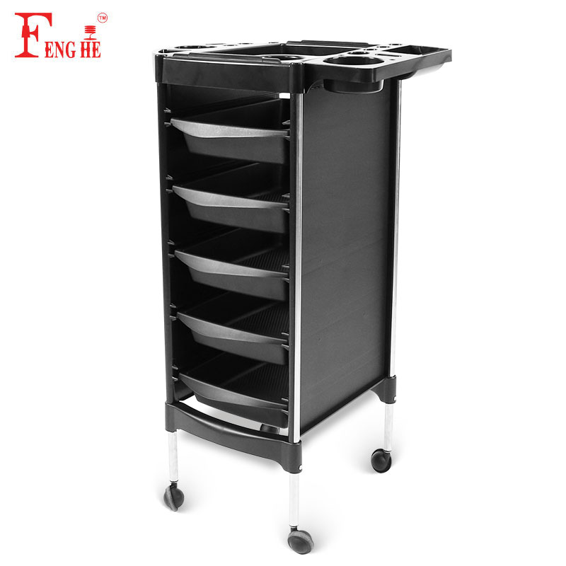 Professionnel salon furniture plastic beauty salon carts barber hairdresser trolley hair salon trolley black
