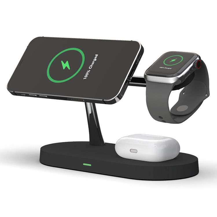 Mobile phones holder wholesale wireless charger 3 in 1 Qi stand 15W magnetic fast wireless charging for phone watch