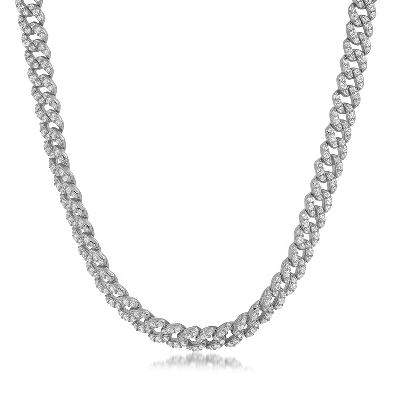 hip hop Jewelry personalize Gold Design HipHop Iced Out Crystal 925 Silver Miami Cuban Chain Necklace For women