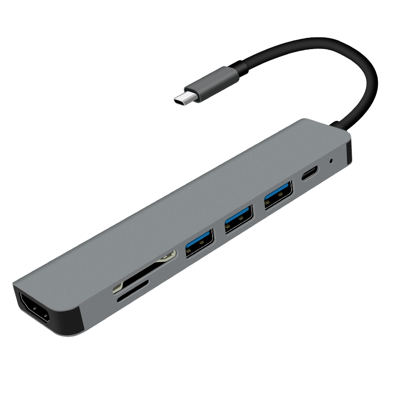 Многофункциональный 7 в 1 док-станция USB C концентратор с HD-MI 4K HD USB3.0 интерфейс TF/SD кард-ридер