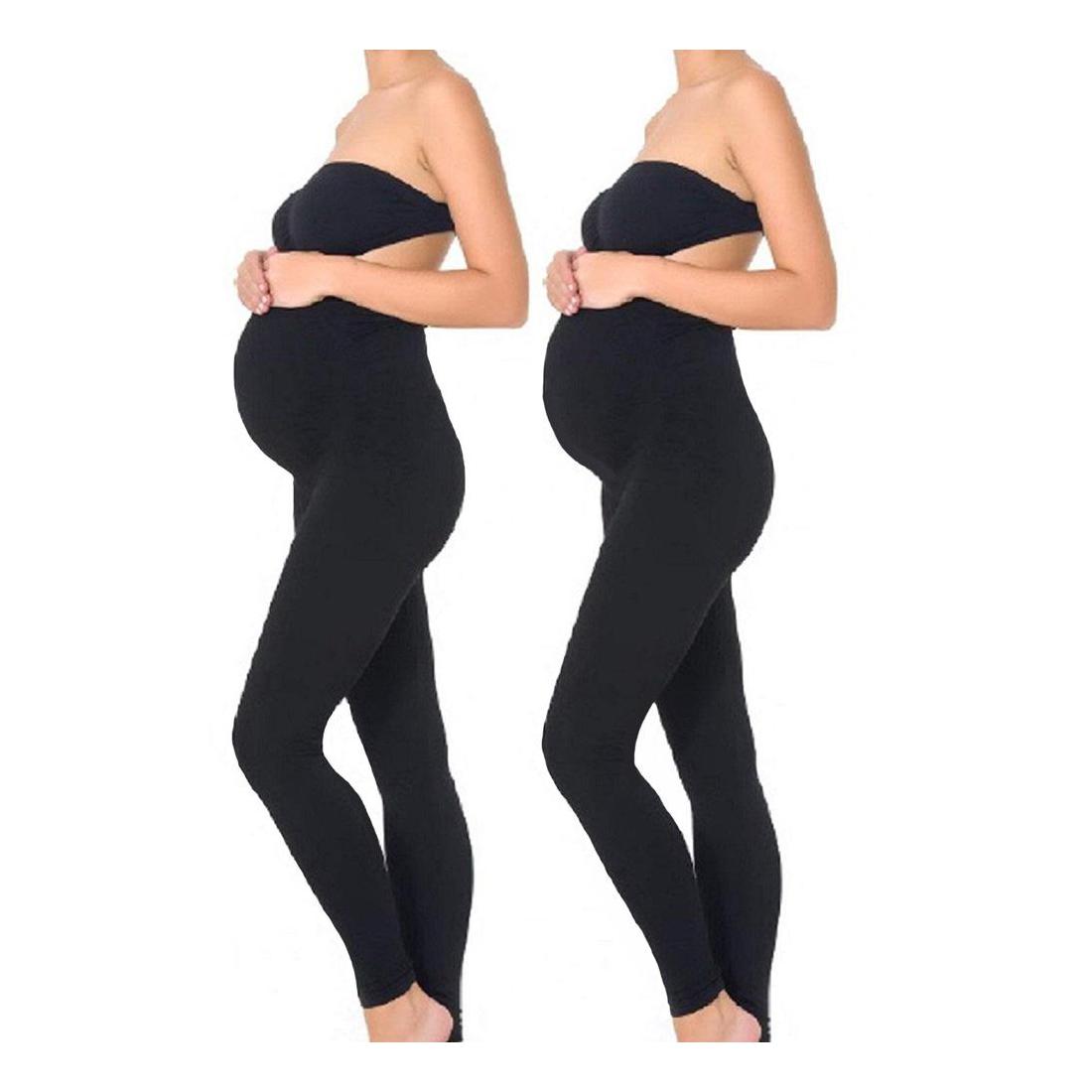 2Pcs Women's Maternity Leggings Seamless Girls Yoga Pants Recycle Polyester Yoga Pants Stretch Pregnancy Trousers