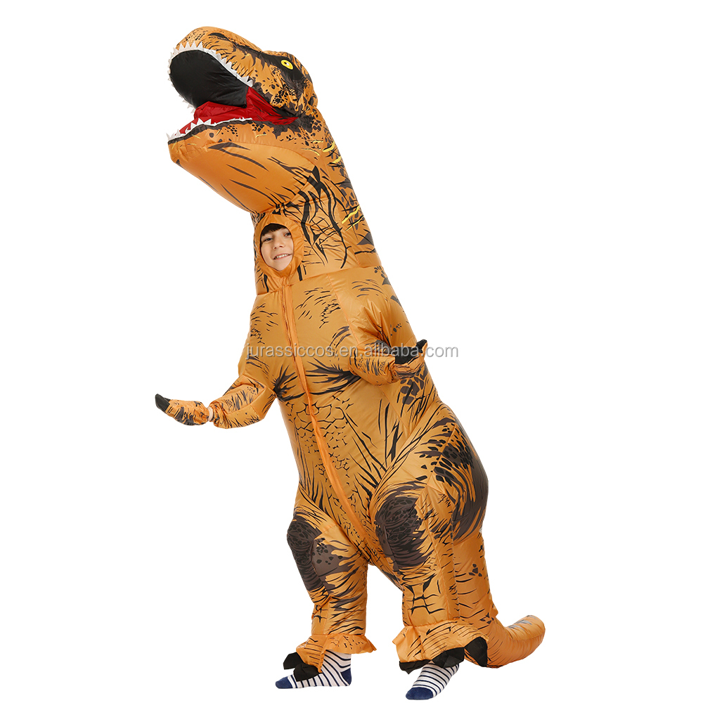 Детский Надувной T-REX костюм динозавра Рождественская футболка для костюмированной вечеринки с реалистичным ездить на динозавр Хэллоуин надувной костюм
