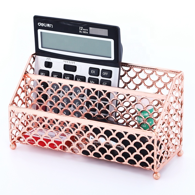 Desk Mail Organizer Small File Holders Rose Gloden Letter Organizer Metal Mesh A4 A5 Document for Desktop
