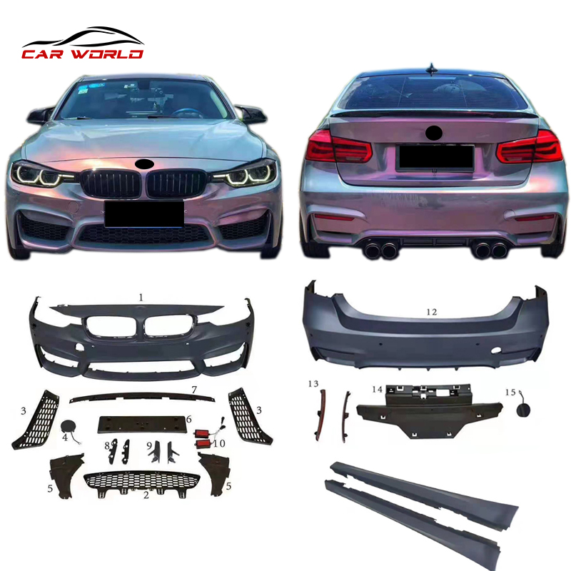 Лучшая продажа, автомобильный комплект кузова для BMW 3 серии F30 F35 2012-2017, комплект кузова, усовершенствованный M3 стиль, ПП, передний задний бампер, боковые юбки