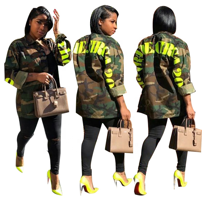 2021 Plus Size fashion long sleeve ladies girls' women's camouflage jacket for women women fall jackets