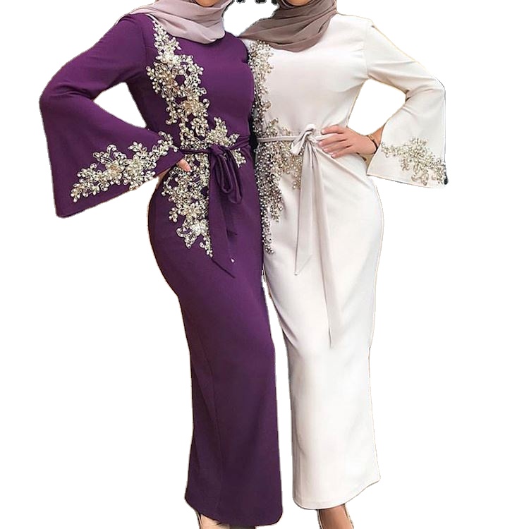 KD0823 Wholesale Dubai Turkey Muslim Hijab Ramadan Dress Kaftan Caftan Marocain Lady Elegant Islamic Clothing Abaya