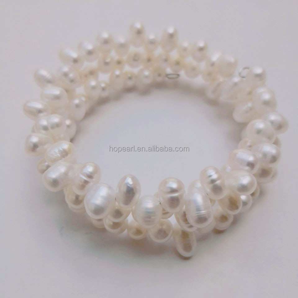 FPB178 Natural White Freshwater Cultured Pearls Bracelet for Women Children