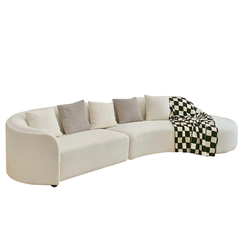 Italian Modern Luxury Home Luxury Living Room Sofa Minimalist Cream Fabric Moon Curved Design Washable Modular Small Apartments