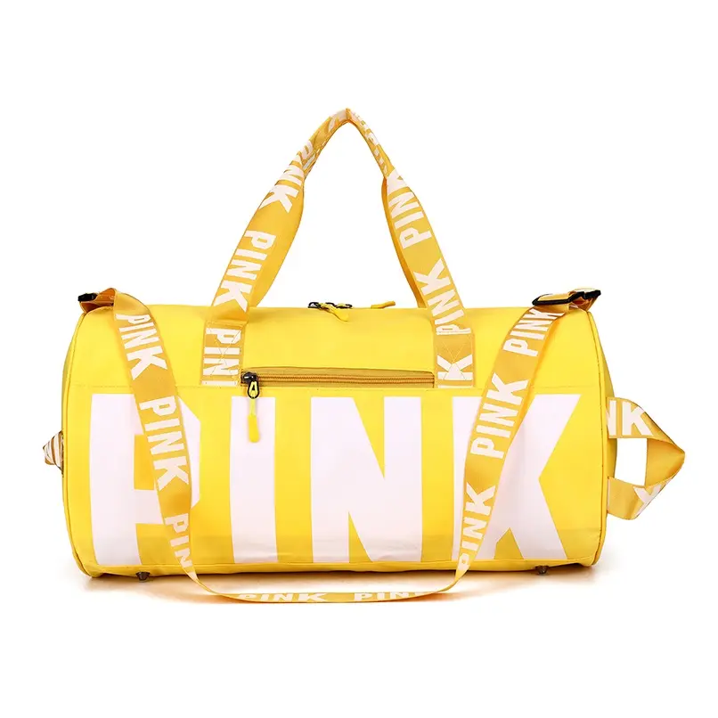 customized logo large capacity pink duffle bags gym women waterproof sports travel bag