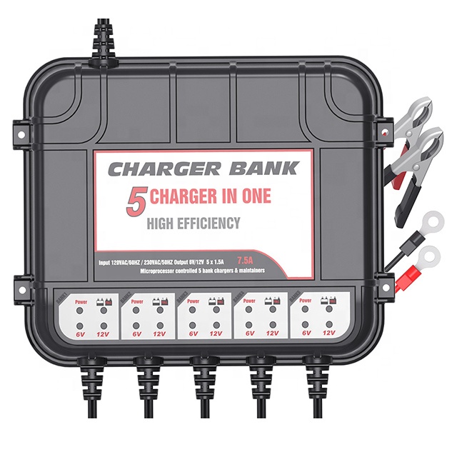 6 V/12 V 5-Bank свинцово-Кислотное зарядное устройство, автомобильное зарядное устройство для аккумулятора