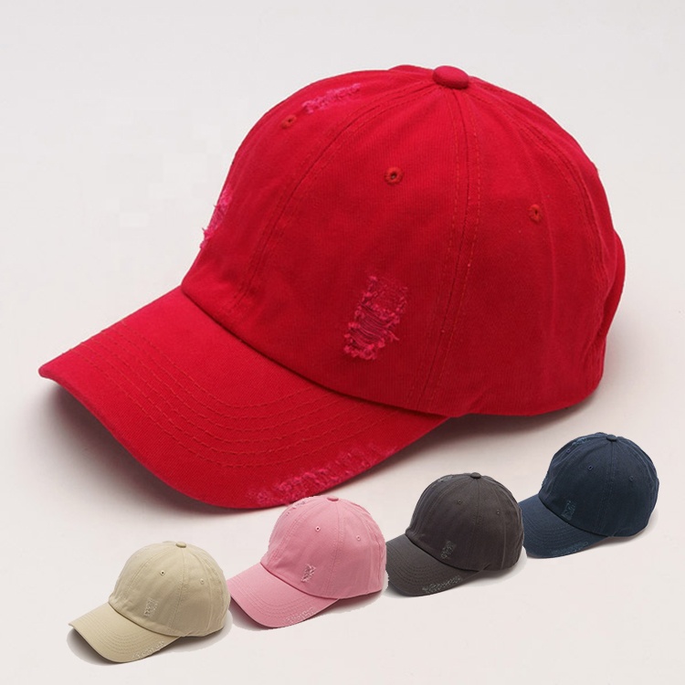 Multi Color Adjustable Back Strap Youth Style Vintage Distressed Baseball Cap